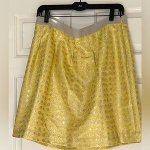 Loft women’s lined skirt, knee length, yellow/tan size 10